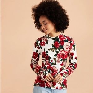 NWT BROOKS BROTHERS Floral-Print Cotton Sweater